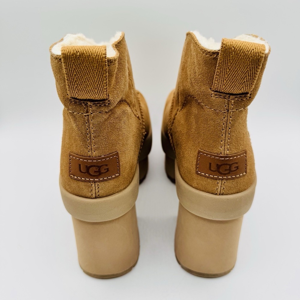 Ugg New Heights Boots Women's Size 9 Chestnut Brown Platform Bootie - Picture 4 of 15
